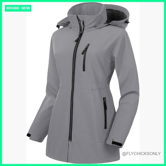 Waterproof Fleece Lined Softshell Jacket Windbreaker Trench Coat